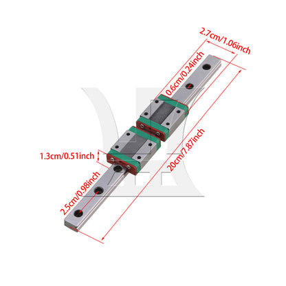 BQLZR 20cm Silver MGN12C Bearing Steel Linear Sliding Guide Rail & 2 Block Sets
