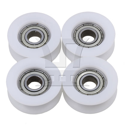 BQLZR 4x White U Type Groove Guide Pulley Wheel Bearing Door Window Roller