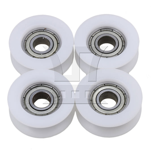BQLZR 4x White U Type Groove Guide Pulley Wheel Bearing Door Window Roller