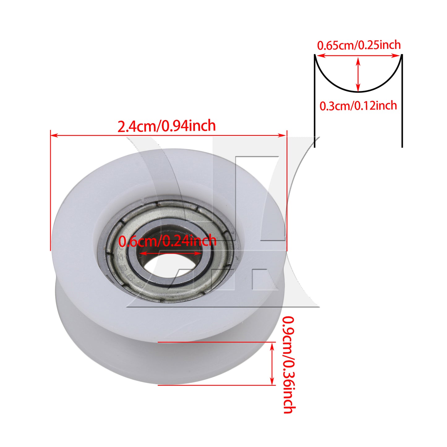 BQLZR 4x White U Type Groove Guide Pulley Wheel Bearing Door Window Roller