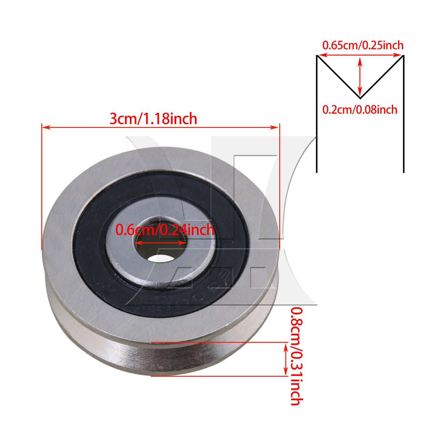 BQLZR  BQLZR 0.6x3x0.8cm V Shaped Guide Bearing Steel Sealed Ball Bearings Pulley