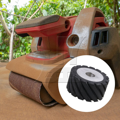BQLZR 10 x 5cm Black Serrated Bearings Rubber Belt Grinder Sander Wheels