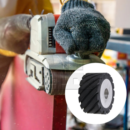 BQLZR 10 x 5cm Black Serrated Bearings Rubber Belt Grinder Sander Wheels