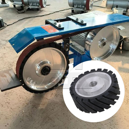 BQLZR 15 x 5cm Black Serrated Bearings Rubber Belt Grinder Sander Wheel