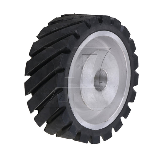 BQLZR 15 x 5cm Black Serrated Bearings Rubber Belt Grinder Sander Wheel