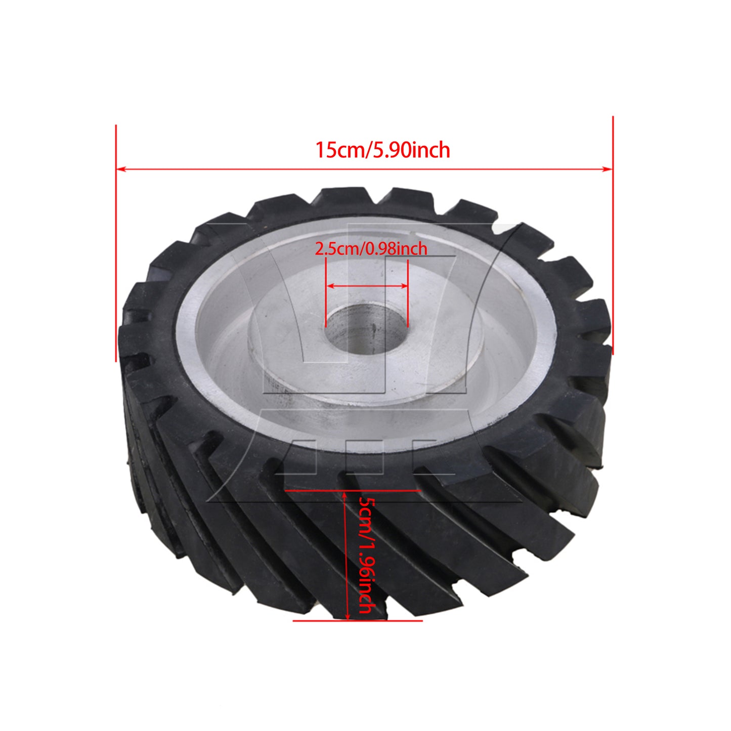 BQLZR 15 x 5cm Black Serrated Bearings Rubber Belt Grinder Sander Wheel