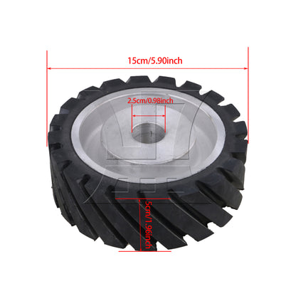 BQLZR 15 x 5cm Black Serrated Bearings Rubber Belt Grinder Sander Wheel
