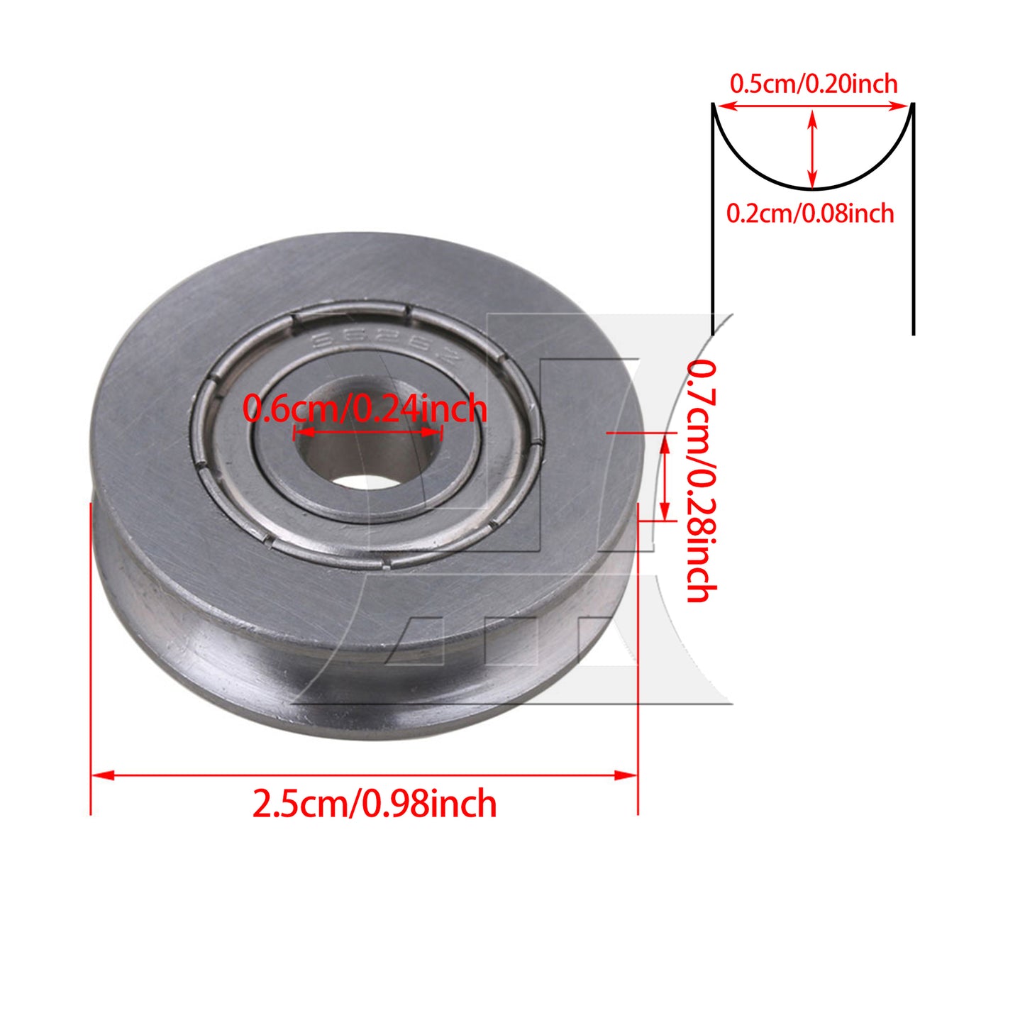 BQLZR 6x 25x 7mm Bearing Guide Rail Idler Passive Wheel Groove Pulley Wheel BQLZR