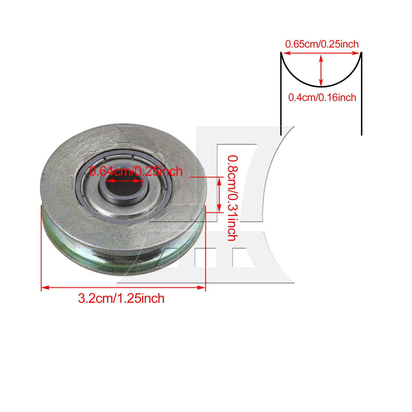 BQLZR 6.4x32x8mm Bearing Guide Rail Idler Passive Wheel Groove Pulley BQLZR