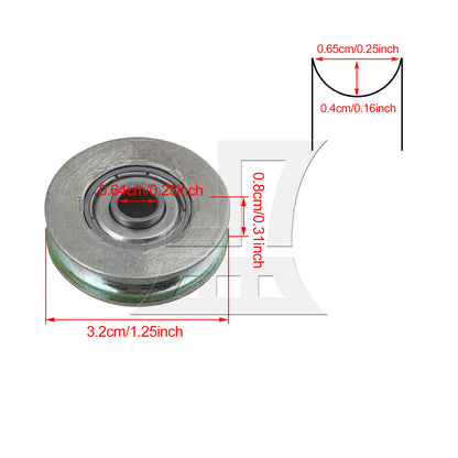 BQLZR 6.4x32x8mm Bearing Guide Rail Idler Passive Wheel Groove Pulley BQLZR