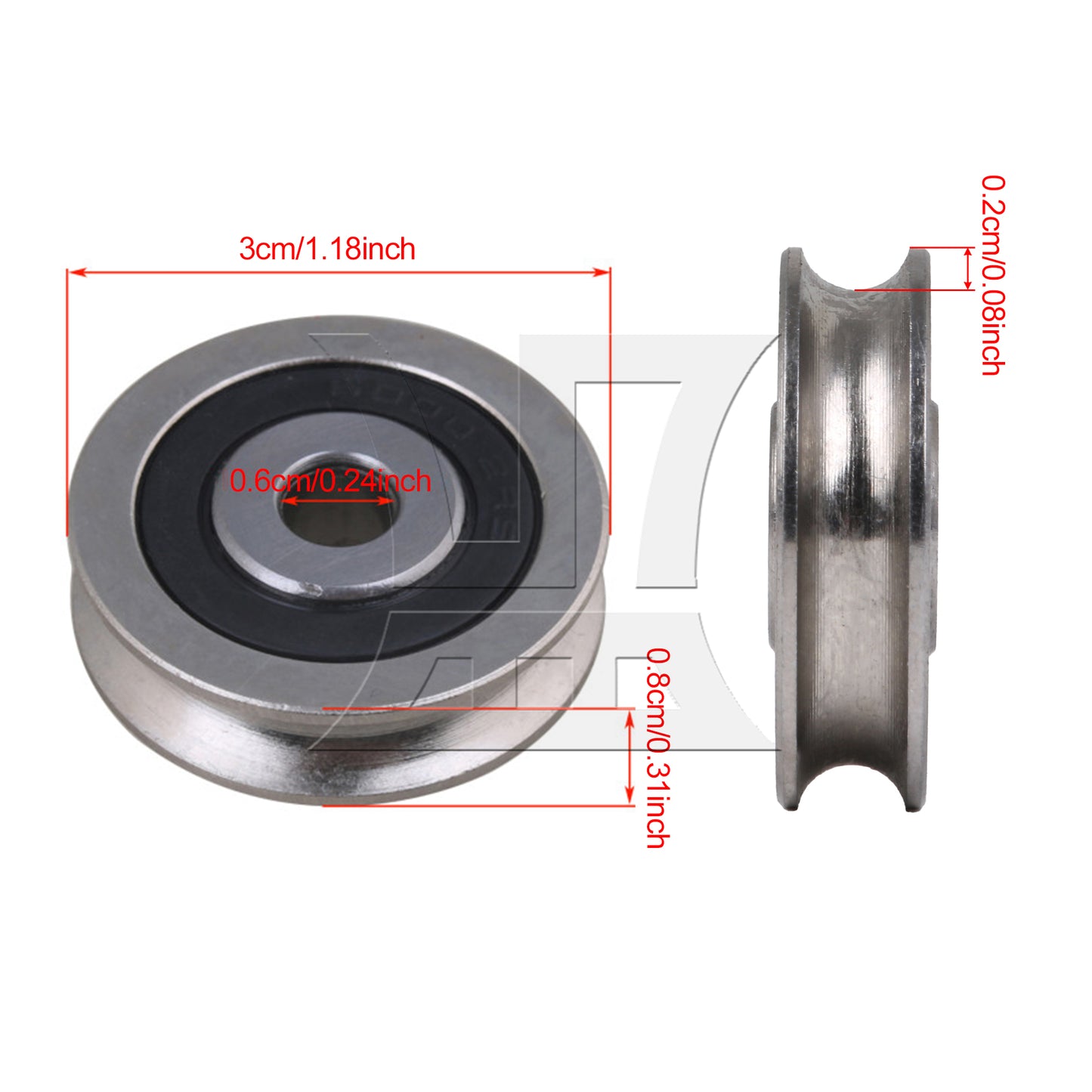 BQLZR 6x30x8mm Bearing Guide Rail Idler Passive Wheel Groove Pulley Roller BQLZR