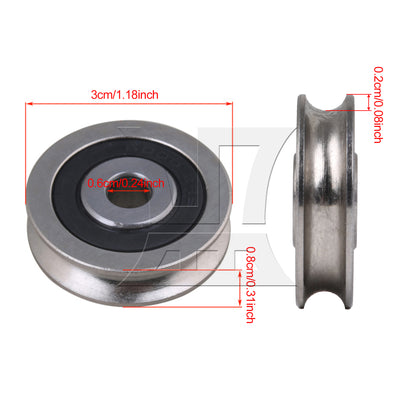 BQLZR 6x30x8mm Bearing Guide Rail Idler Passive Wheel Groove Pulley Roller BQLZR