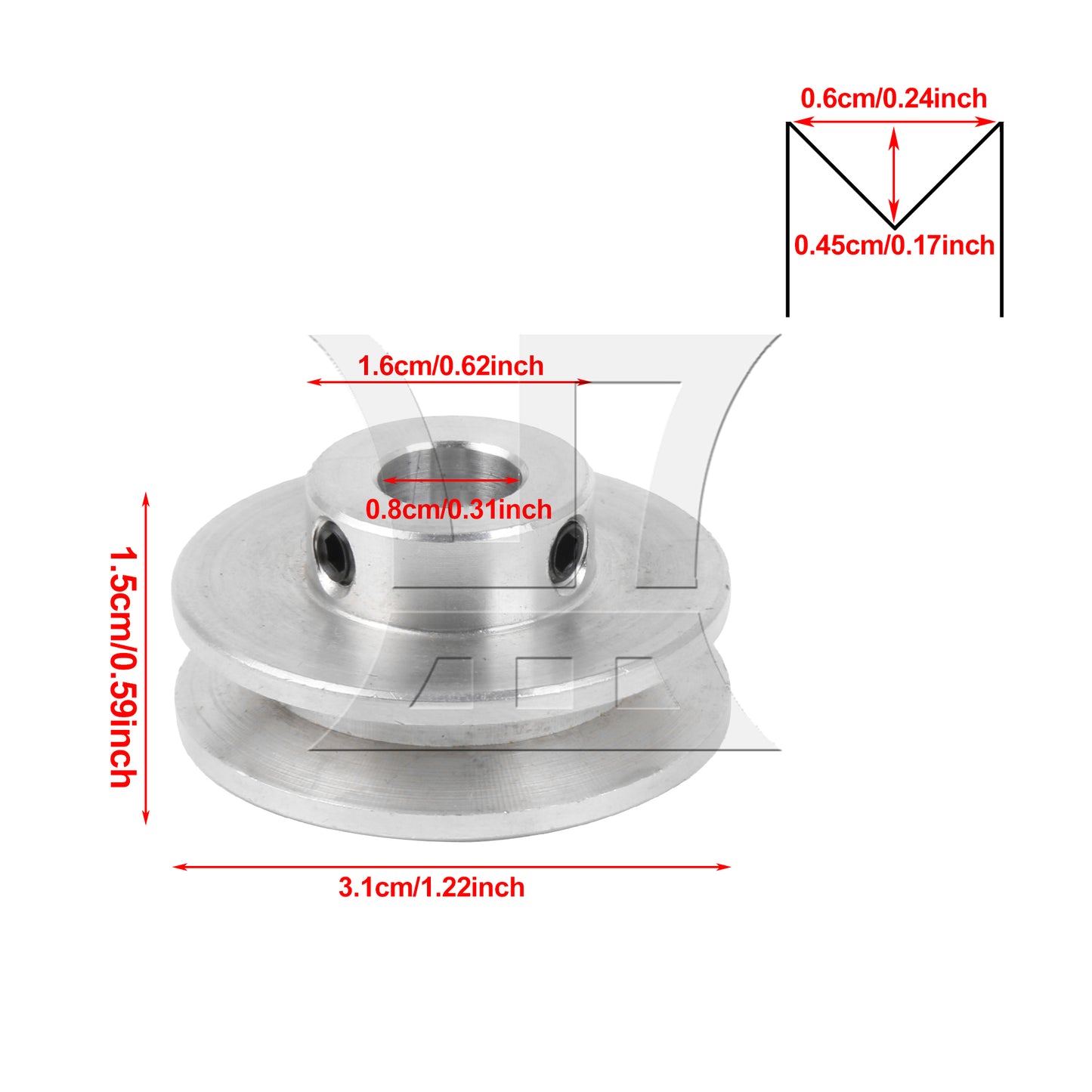 BQLZR Silver Aluminum Alloy Single Groove 8MM Fixed Bore Step Pulley 31x15x8MM