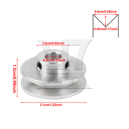 BQLZR Silver Aluminum Alloy Single Groove 8MM Fixed Bore Step Pulley 31x15x8MM