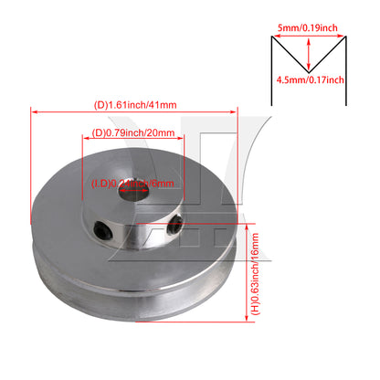 BQLZR Silver Aluminum Alloy Single Groove 6MM Fixed Bore Step Pulley 41x16x6MM