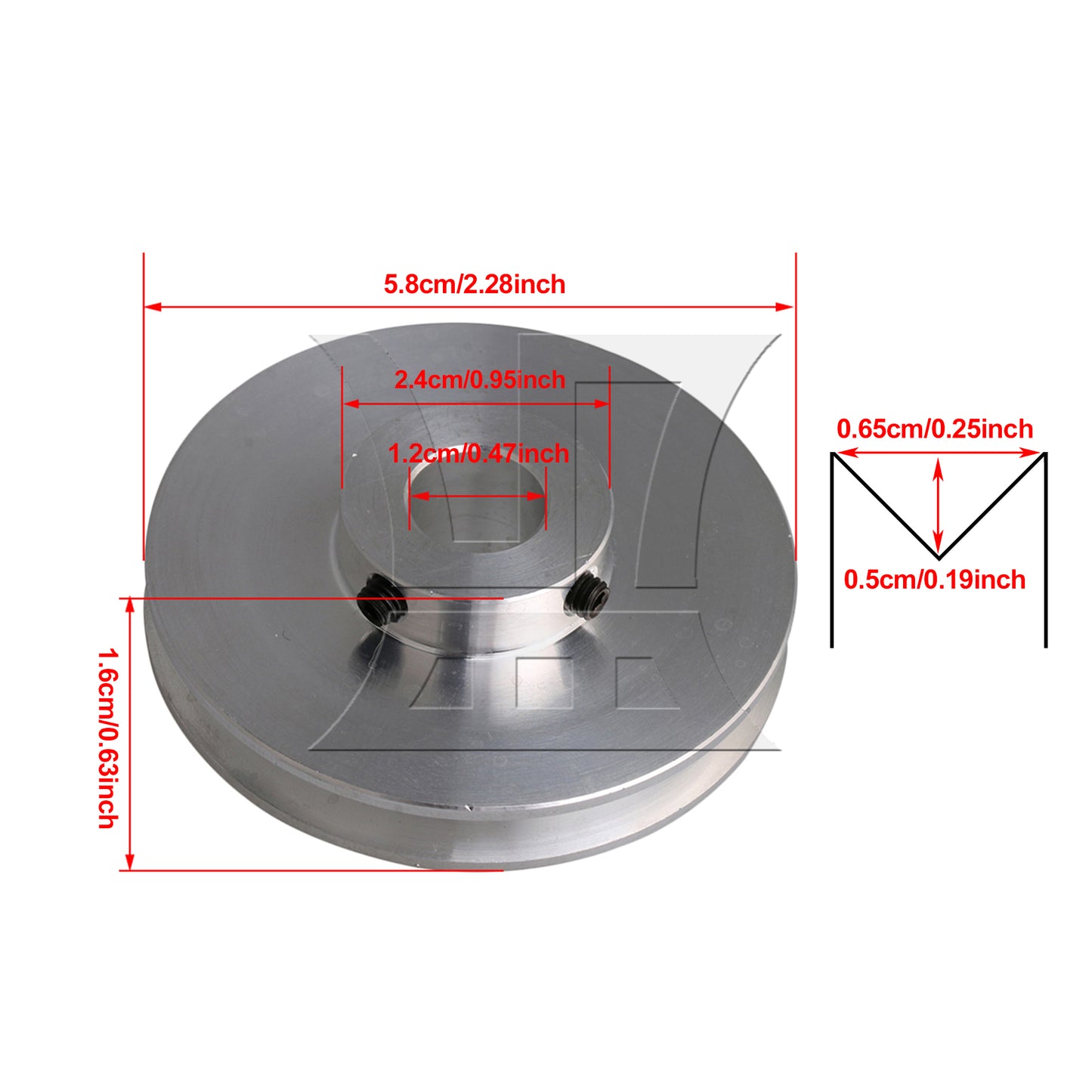 BQLZR Silver Aluminum Alloy Single Groove 12MM Fix Hole Step Pulley 58x16x12MM