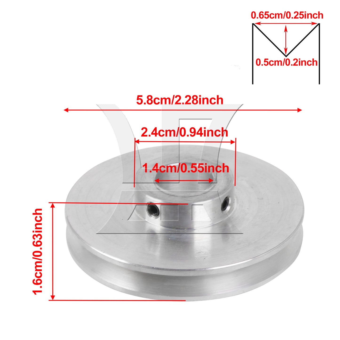 BQLZR Silver Aluminum Alloy Single Groove 14MM Fixed Bore Step Pulley 58x14MM