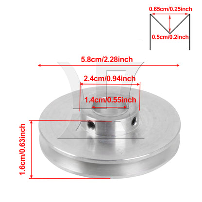 BQLZR Silver Aluminum Alloy Single Groove 14MM Fixed Bore Step Pulley 58x14MM