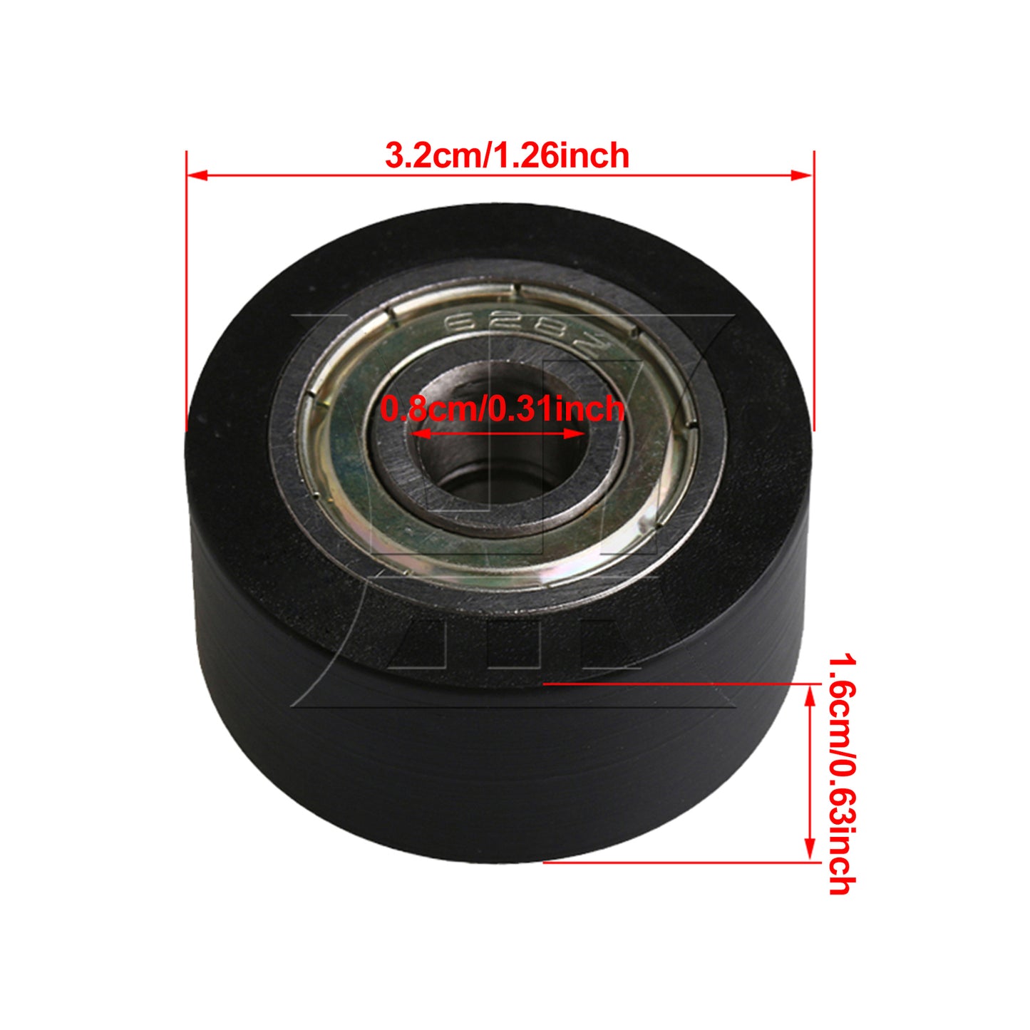 BQLZR Black 32MM ID 608ZZ Flat Plastic Coated Groove Guide Bearing Pulley
