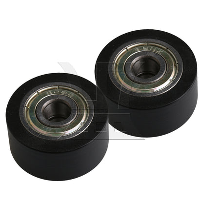 BQLZR Black 32MM ID 608ZZ Flat Plastic Coated Groove Guide Bearing Pulley