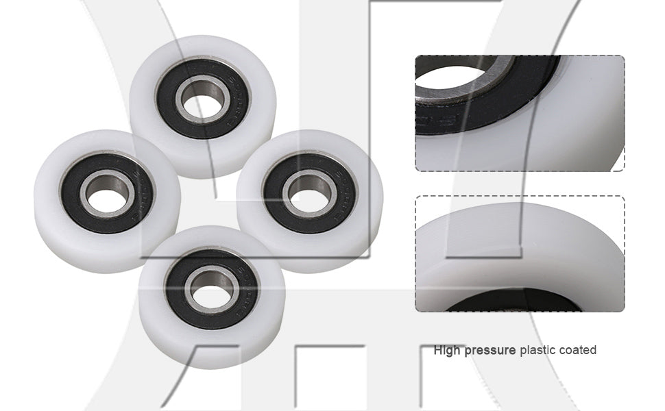 BQLZR White 36mm ID 6000ZZ Flat Plastic Coated Guide Bearing Pulley for Door