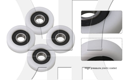 BQLZR White 36mm ID 6000ZZ Flat Plastic Coated Guide Bearing Pulley for Door