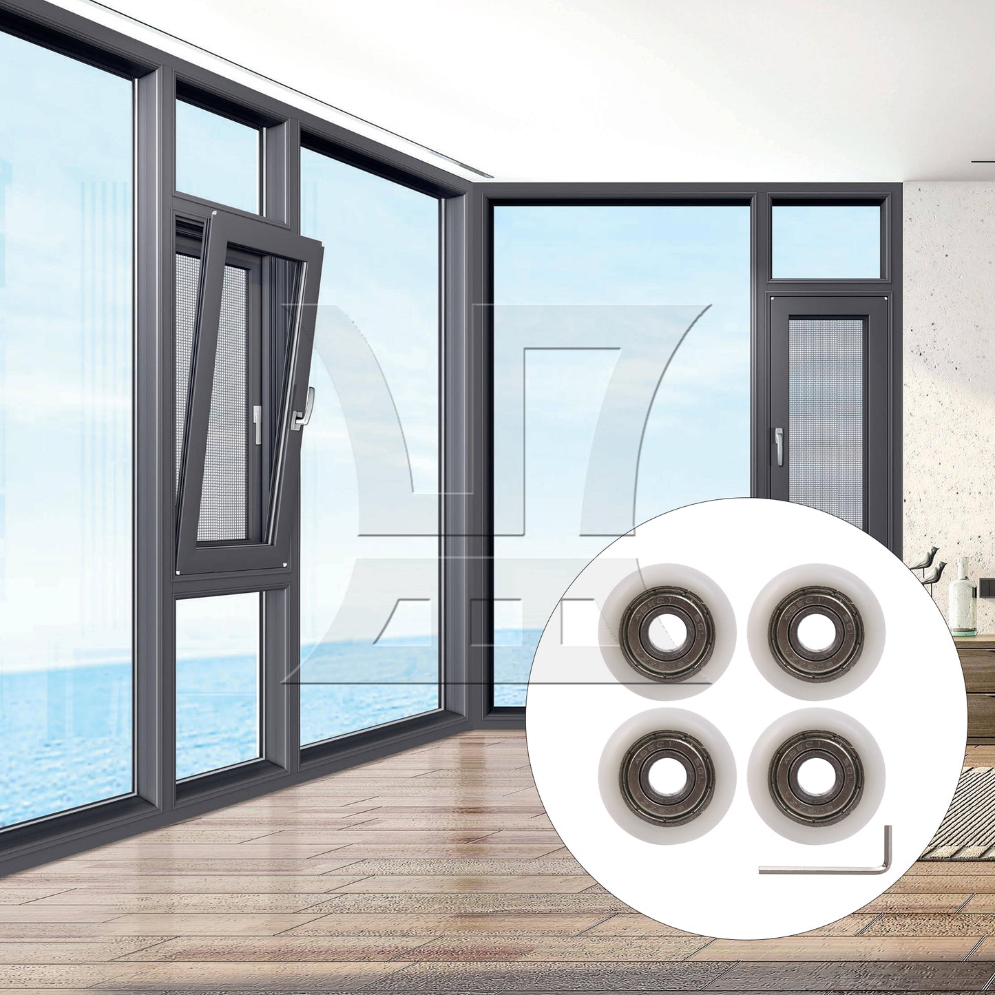 BQLZR White Ball Bearing Guide Pulley Roller Round Wheel 8x30x8.5mm for Window
