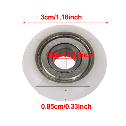BQLZR White Ball Bearing Guide Pulley Roller Round Wheel 8x30x8.5mm for Window