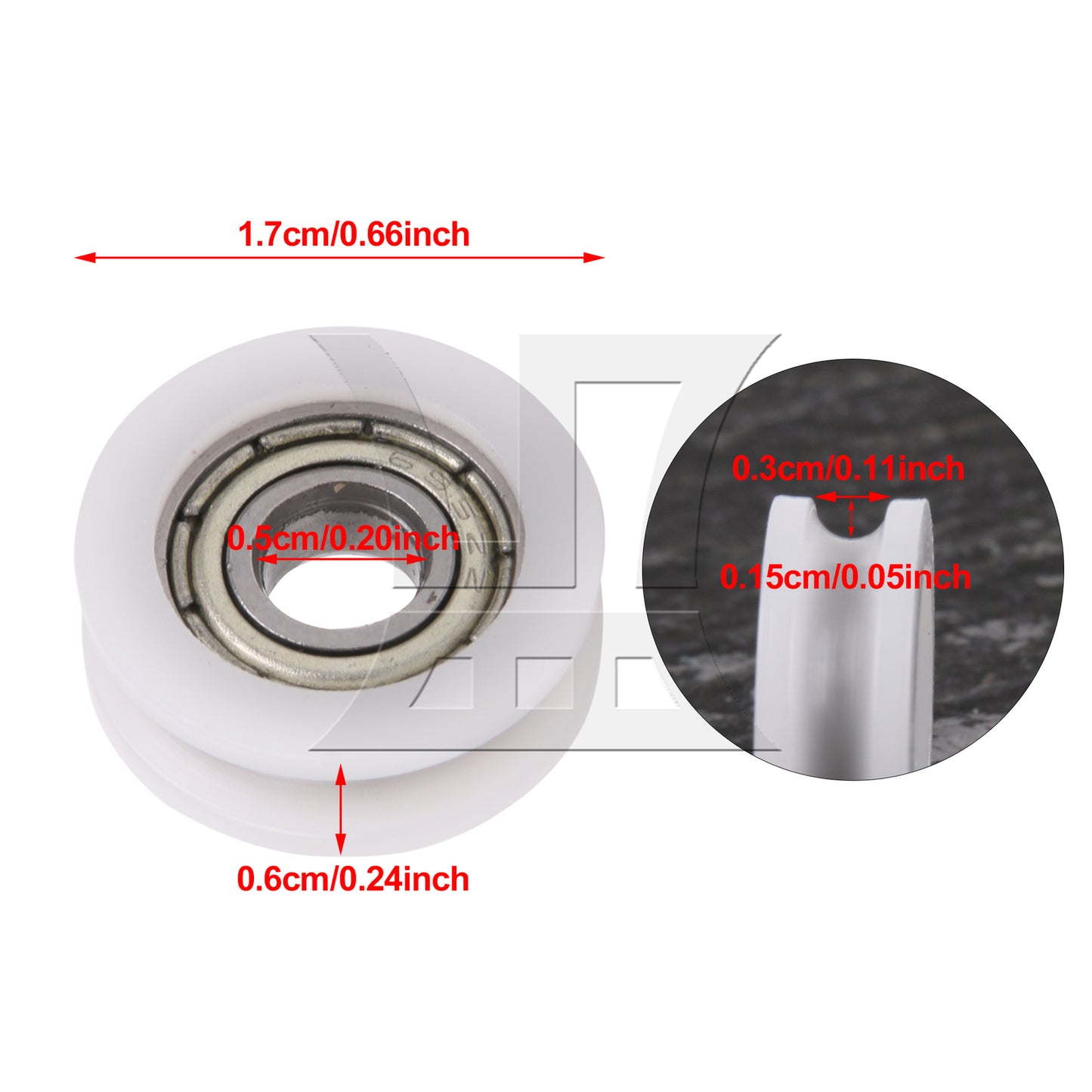 BQLZR  1.5mm Deep 695ZZ U-type Groove Pulley Rail Ball Bearing Wheel 18x5x6mm