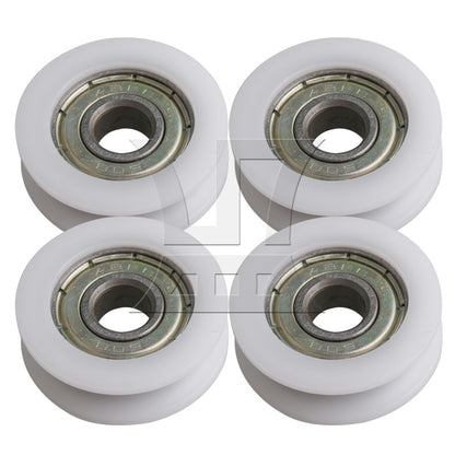 BQLZR 4 x White Furniture Round U-Type Groove Guide Track Bearing Pulley 3x1cm