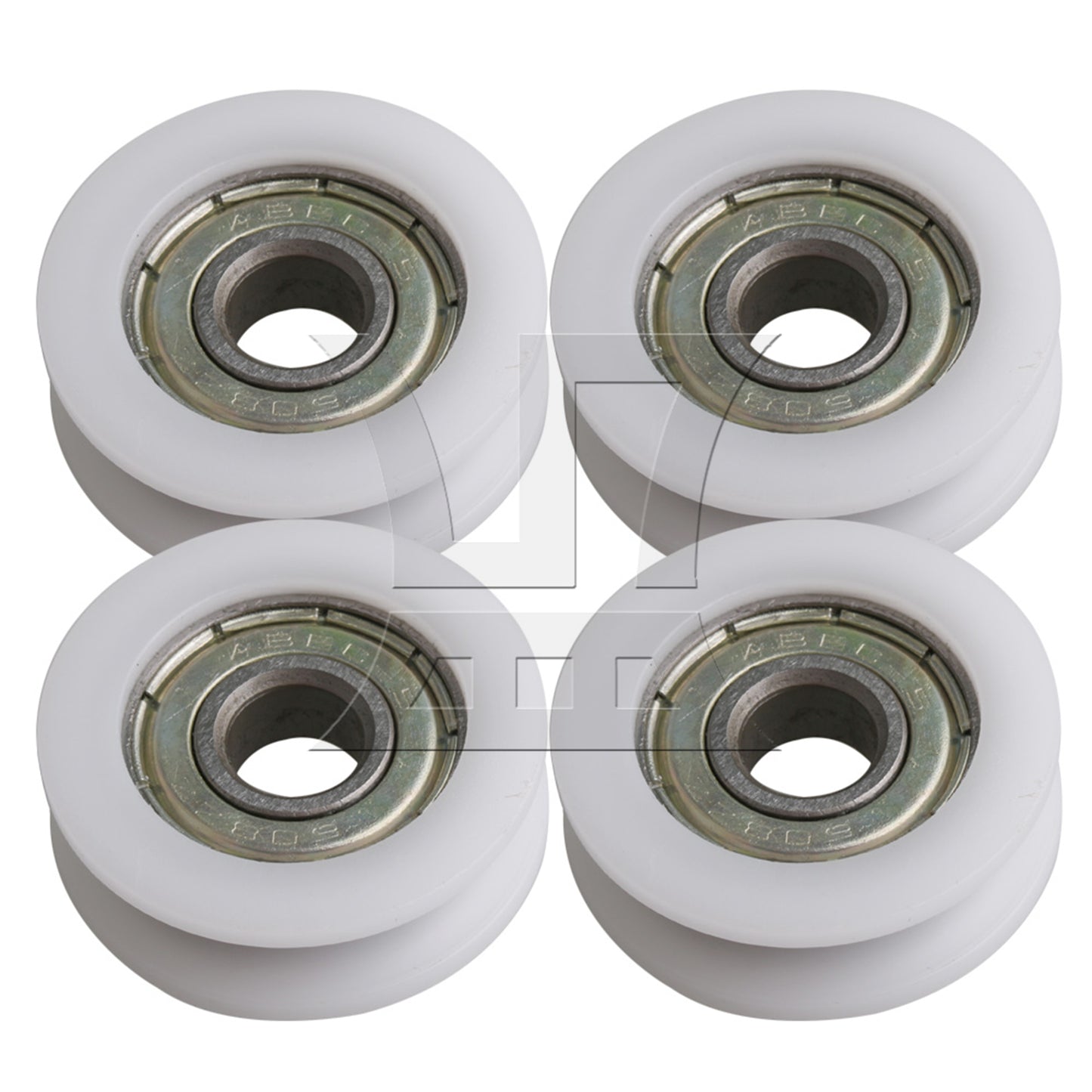 BQLZR 4 x White Furniture Round U-Type Groove Guide Track Bearing Pulley 3x1cm