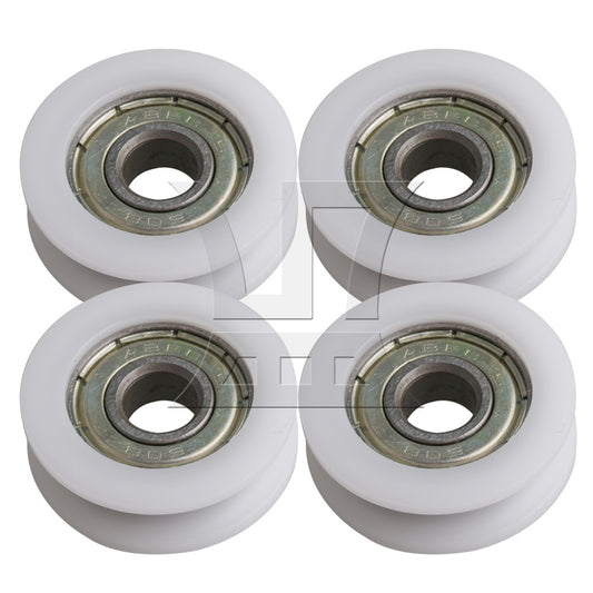 BQLZR 4 x White Furniture Round U-Type Groove Guide Track Bearing Pulley 3x1cm