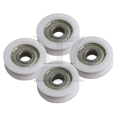 BQLZR 4 x White Furniture Round U-Type Groove Guide Track Bearing Pulley 3x1cm