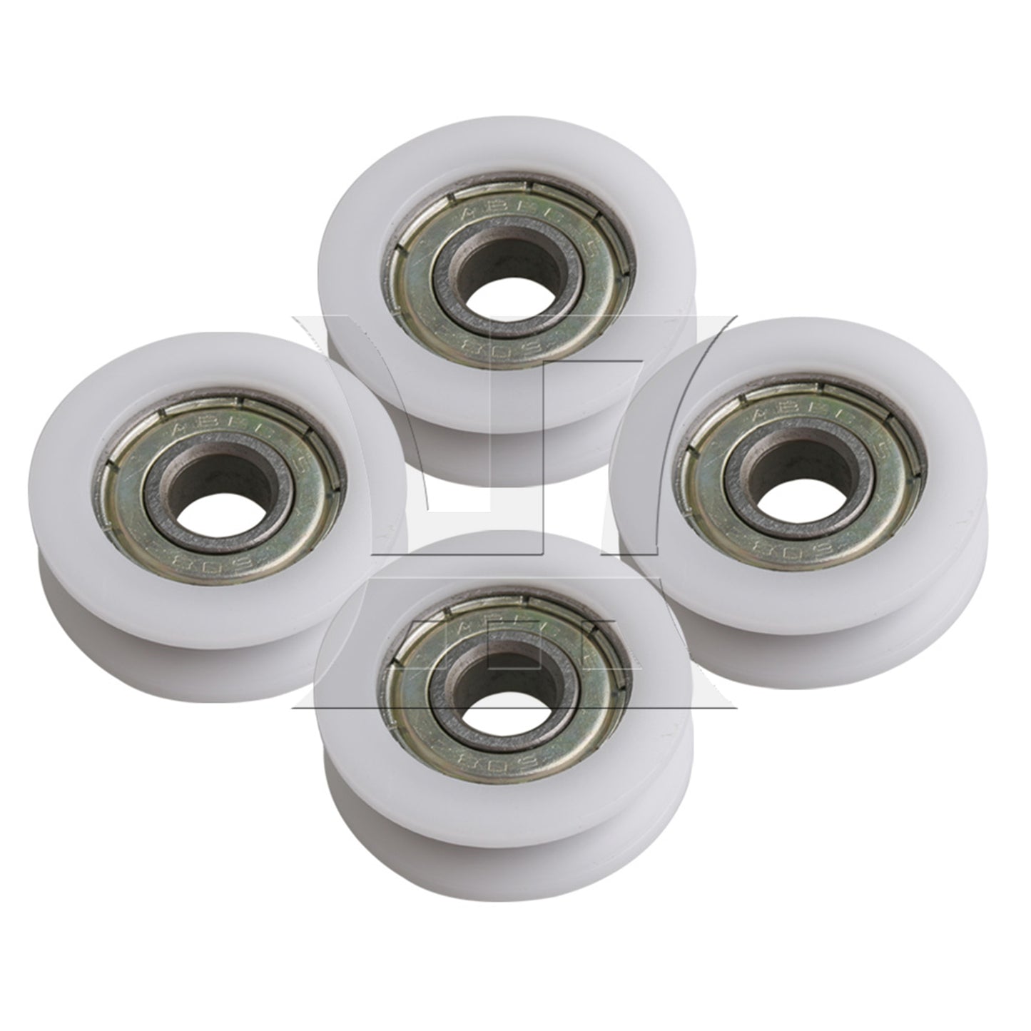 BQLZR 4 x White Furniture Round U-Type Groove Guide Track Bearing Pulley 3x1cm