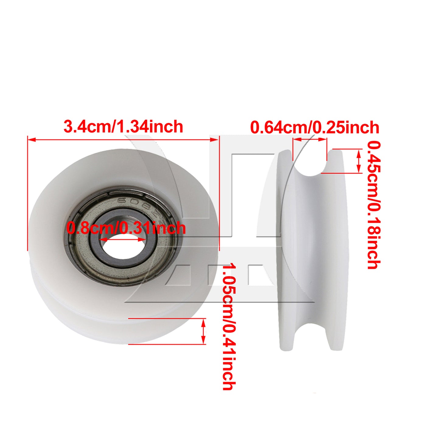 BQLZR  White Hardware 34x10.5mm Round Guide Bearing Pulley