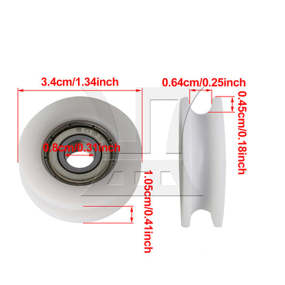 BQLZR  White Hardware 34x10.5mm Round Guide Bearing Pulley