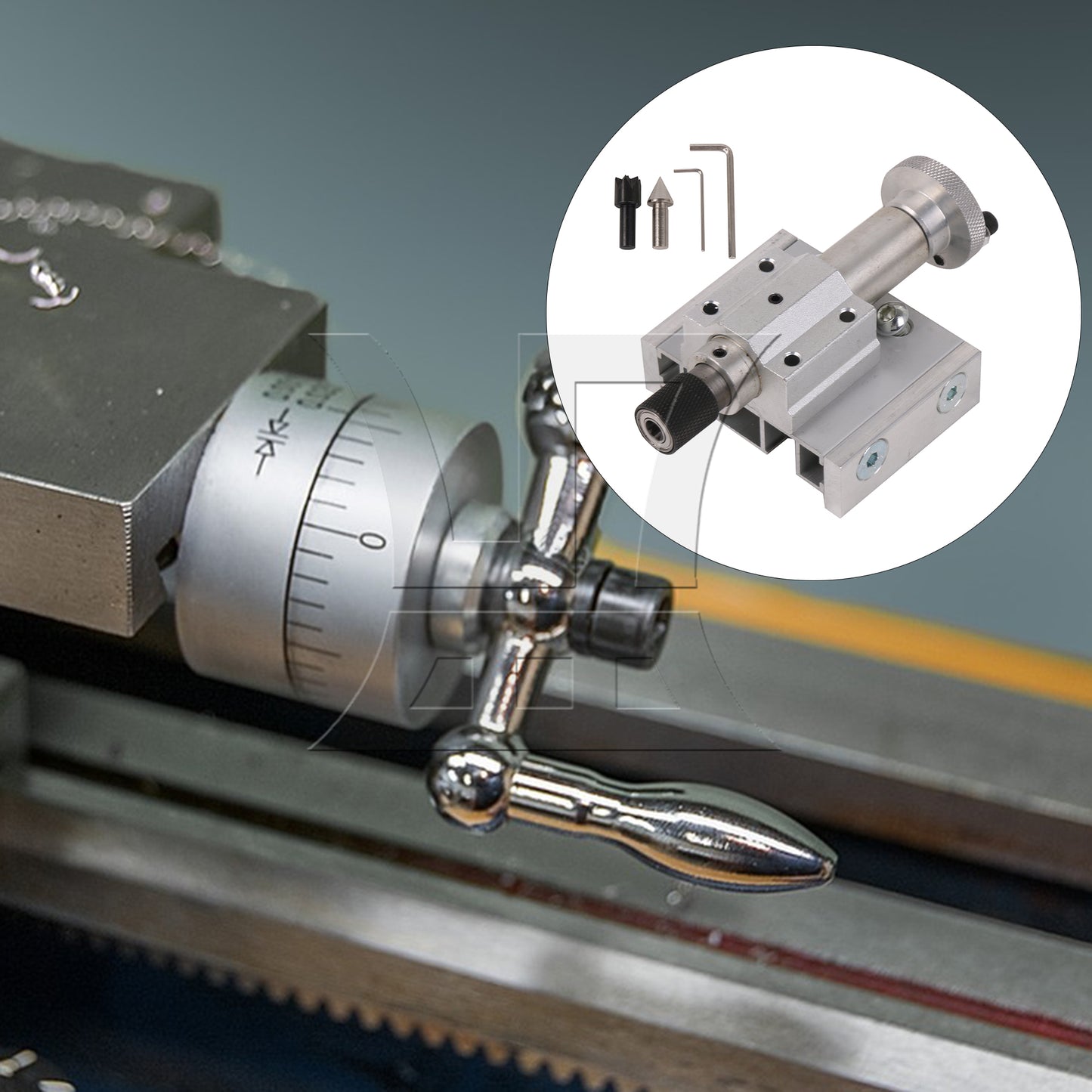 BQLZR Silver Metal Micro Lathe Machines Adjustable Tailstock Punching Tool