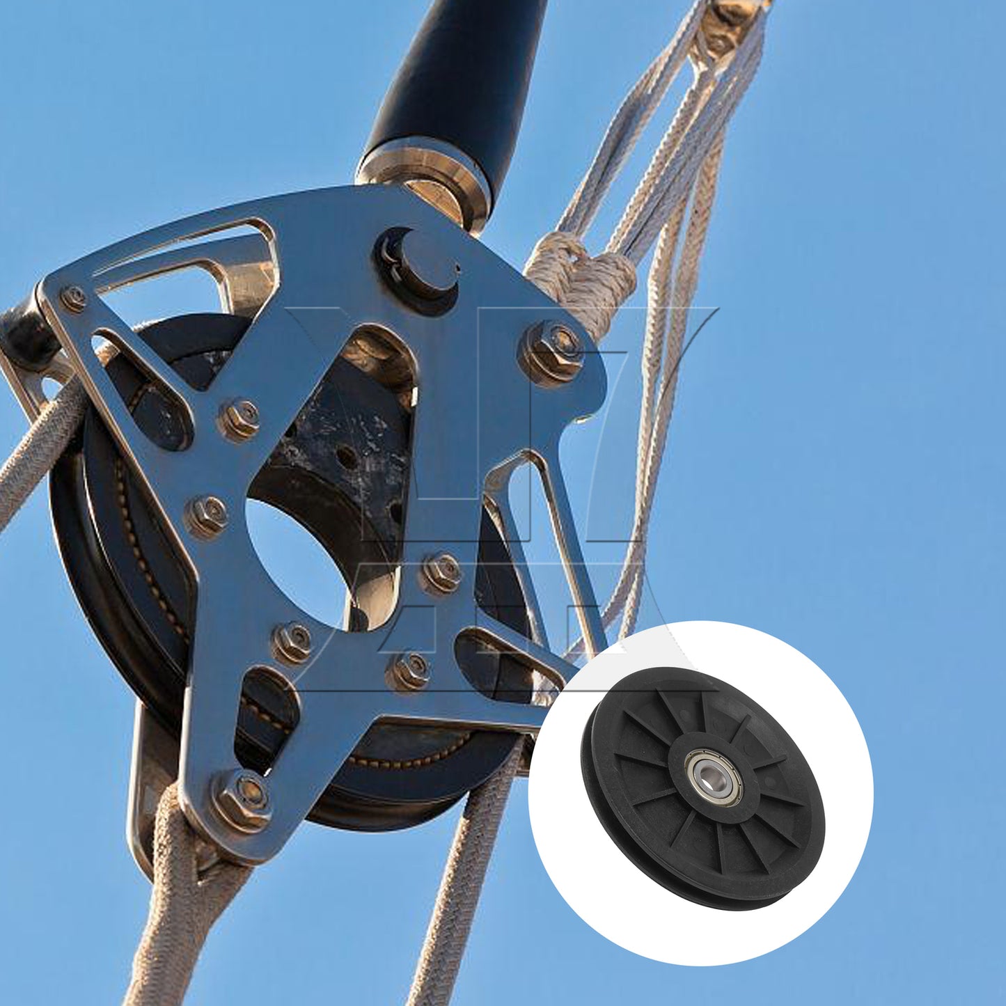 BQLZR 10cm Black Nylor Bearing Steel Cable Pulley Bearing Pulley for Gym Equipment
