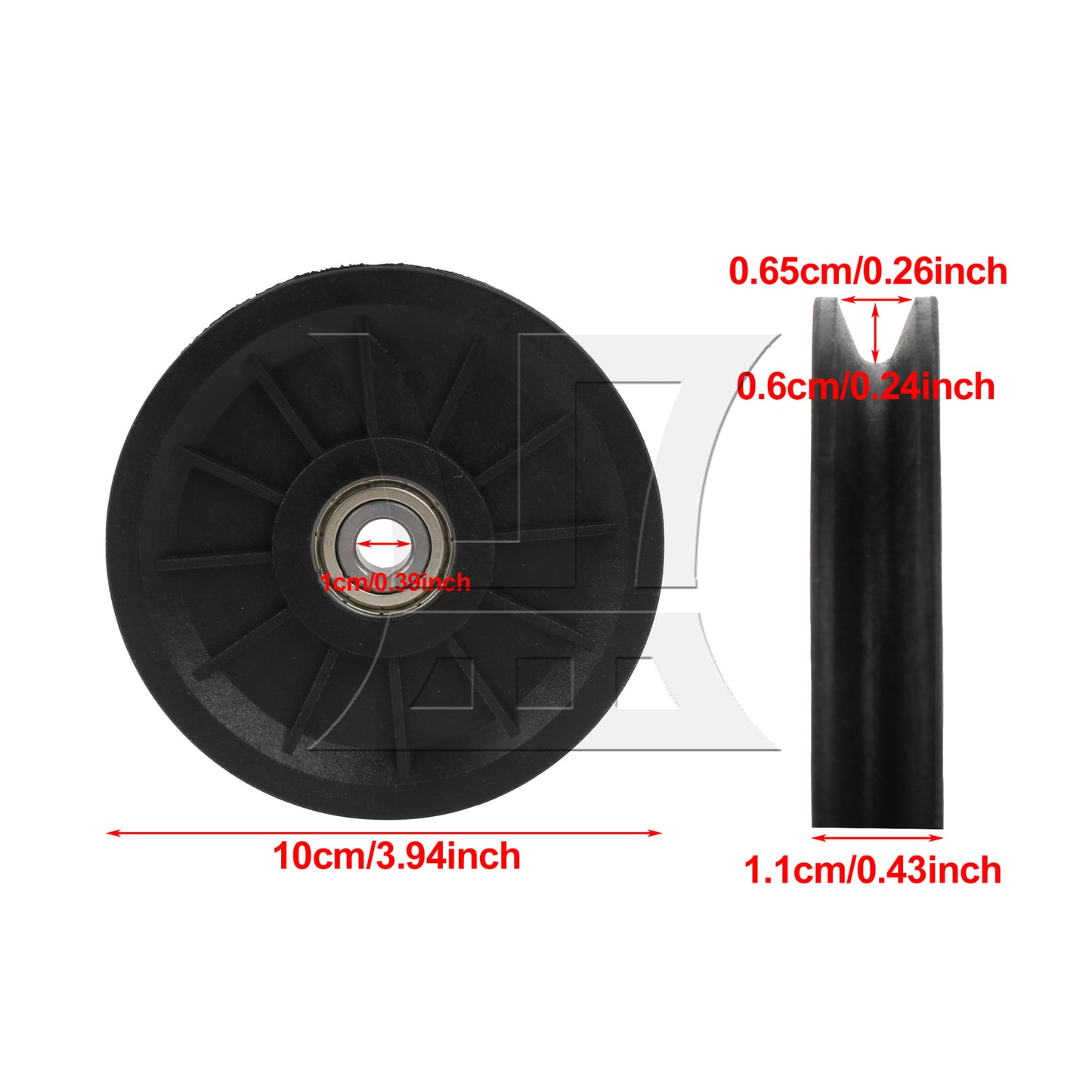 BQLZR 10cm Black Nylor Bearing Steel Cable Pulley Bearing Pulley for Gym Equipment