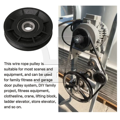 BQLZR 6cm Black Nylon Cable Pulley Bearing Pulley 6x3.5mm Groove for Gym Equipment