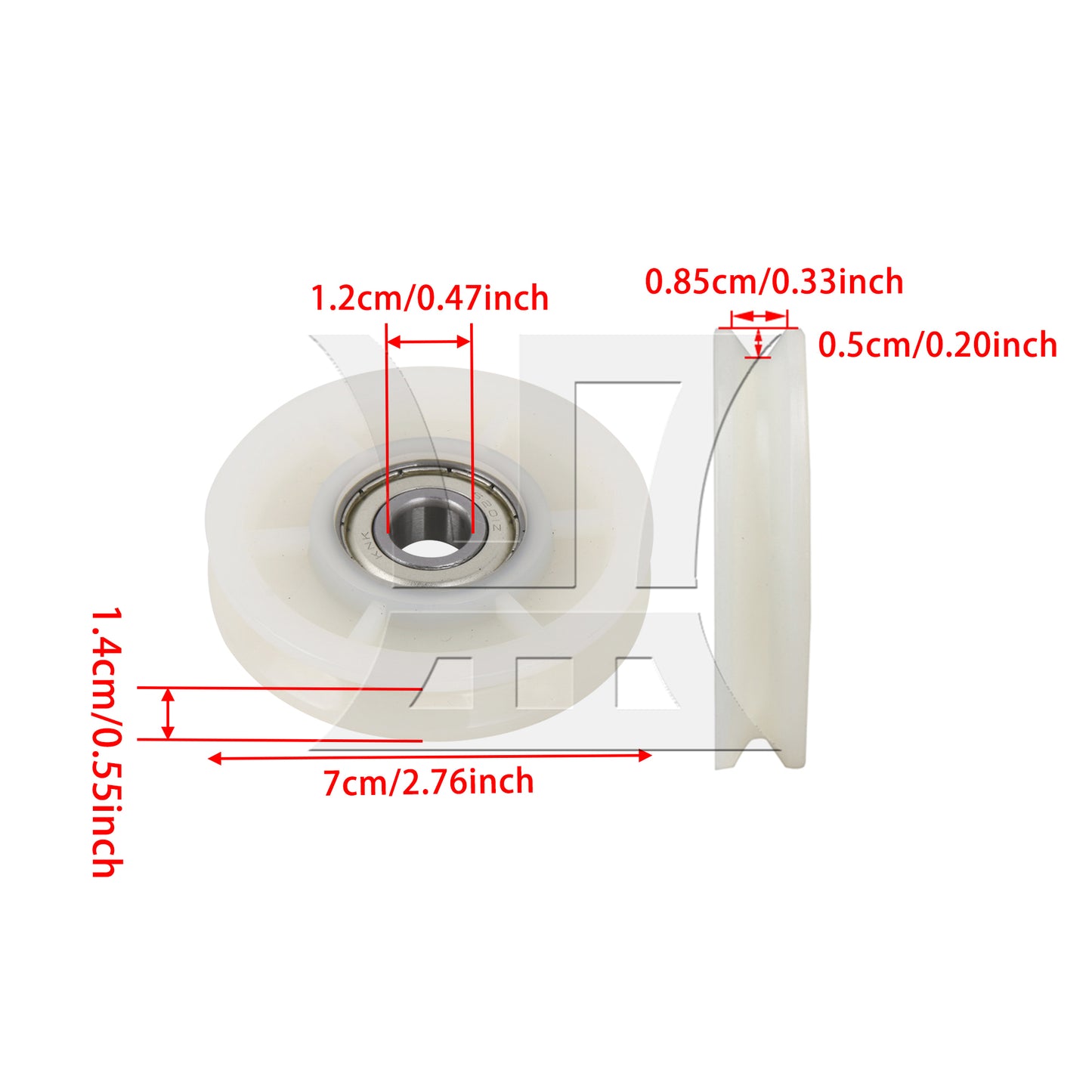 BQLZR 70x14mm Garage Door Nylon Cable Pulley Groove Bearing Idler Wheel Beige