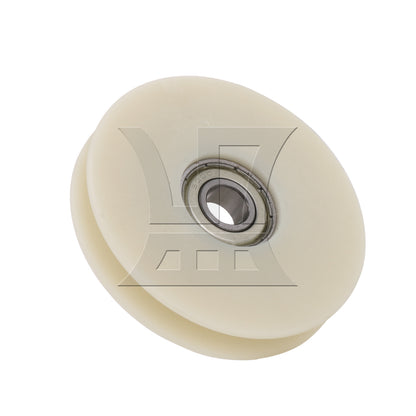 BQLZR 68mm OD Beige Nylon Cable Pulley Groove Bearing Idler Wheel for Gym Equipment