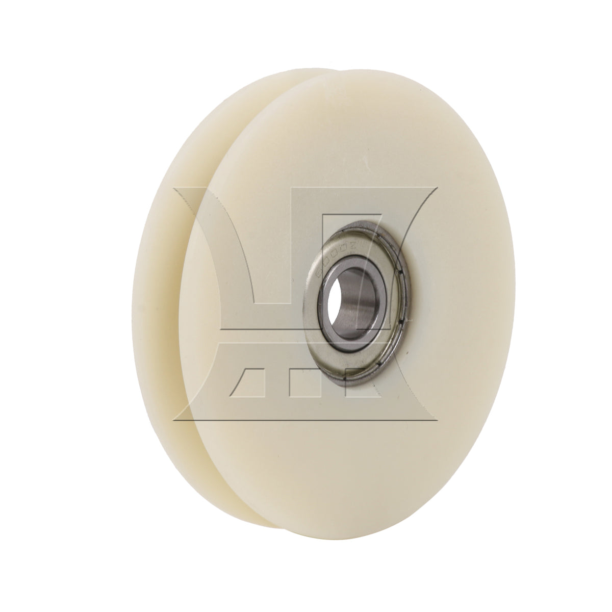 BQLZR 68mm OD Beige Nylon Cable Pulley Groove Bearing Idler Wheel for Gym Equipment