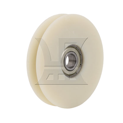 BQLZR 68mm OD Beige Nylon Cable Pulley Groove Bearing Idler Wheel for Gym Equipment