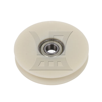 BQLZR 68mm OD Beige Nylon Cable Pulley Groove Bearing Idler Wheel for Gym Equipment