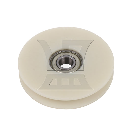 BQLZR 68mm OD Beige Nylon Cable Pulley Groove Bearing Idler Wheel for Gym Equipment