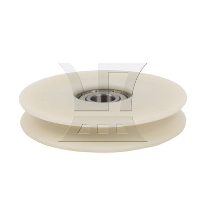BQLZR 68mm OD Beige Nylon Cable Pulley Groove Bearing Idler Wheel for Gym Equipment