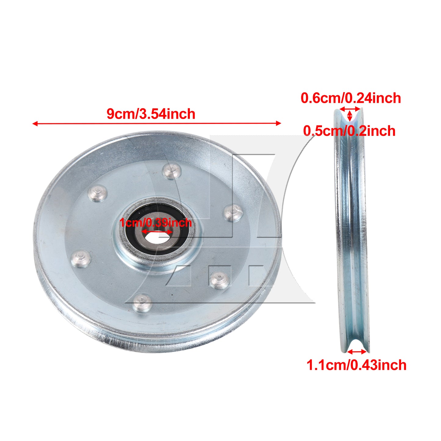BQLZR 90x10mm Silver V-Shape Iron Bearing Steel Cable Wheel Bearing Idler Pulley