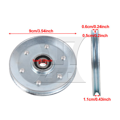 BQLZR 90x10mm Silver V-Shape Iron Bearing Steel Cable Wheel Bearing Idler Pulley