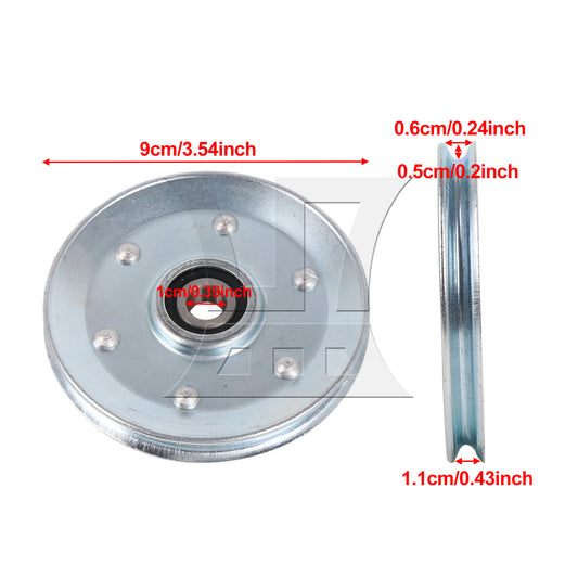 BQLZR 90x10mm Silver V-Shape Iron Bearing Steel Cable Wheel Bearing Idler Pulley